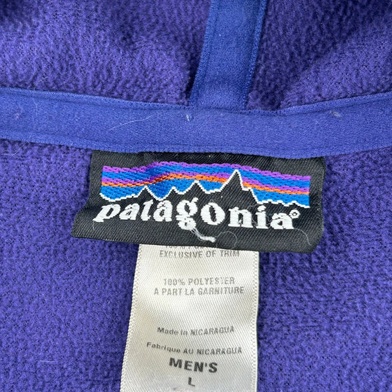 Patagonia Striped Jacket - Large Blue Polyester