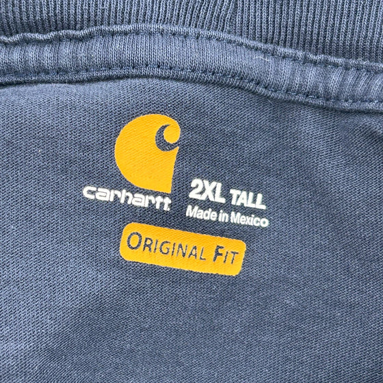 Carhartt Spellout Long Sleeve T-Shirt - 2XL Navy Cotton