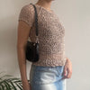 Motivi Crochet Top - Small Beige Cotton Blend