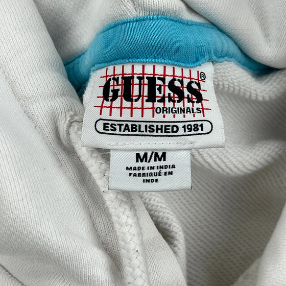 Around The World Guess Graphic Hoodie - Medium White Cotton Blend