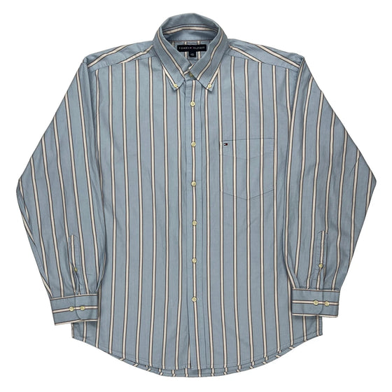 Tommy Hilfiger Striped Shirt - Large Blue Cotton