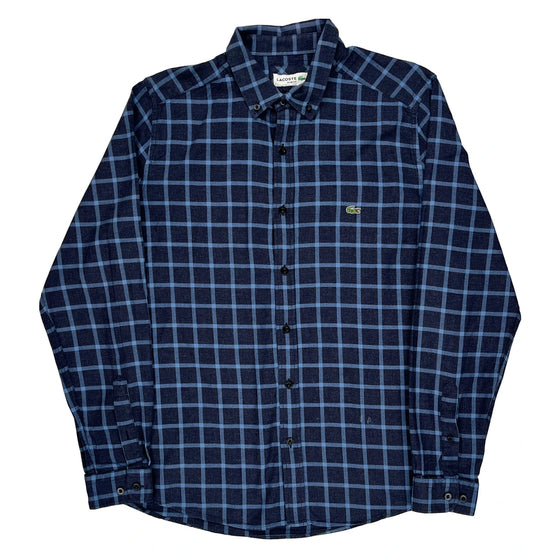 Slim Fit Lacoste Checked Shirt - XL Navy Cotton