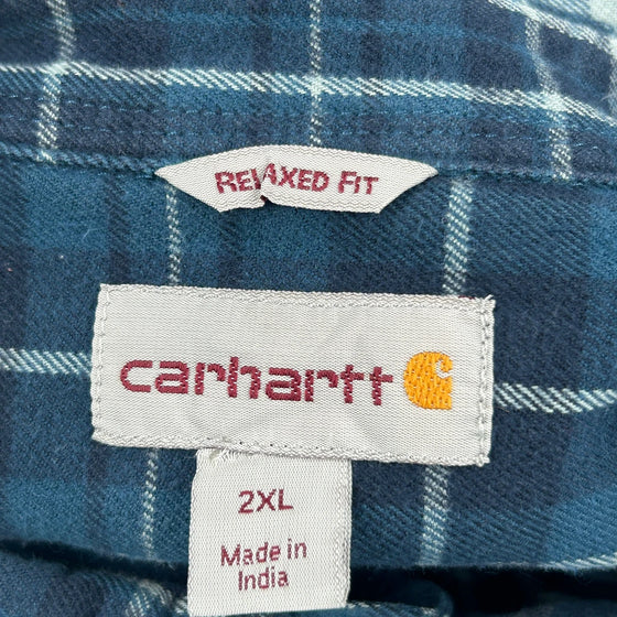 Relaxed Fit Carhartt Checked Flannel Shirt - 2XL Blue Cotton