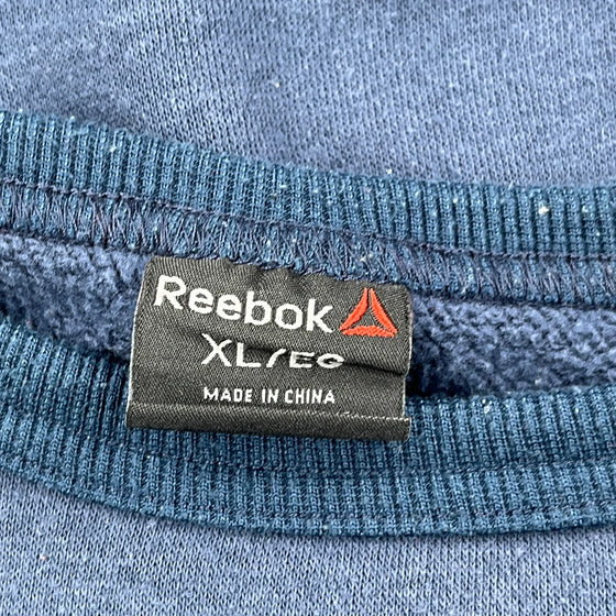 Classic Reebok Spellout Sweatshirt - XL Blue Cotton Blend