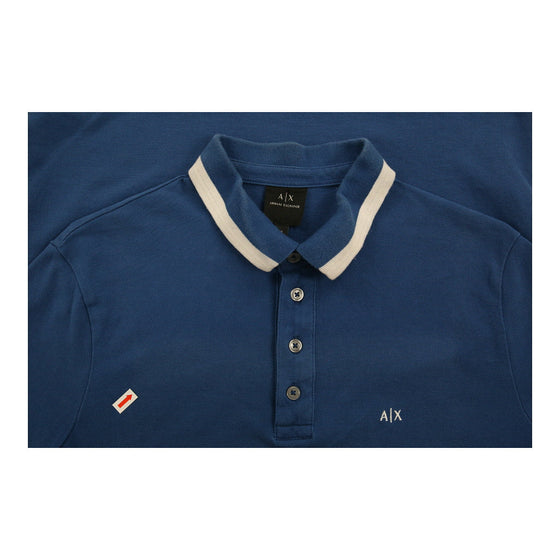 Pre-Loved blue Armani Exchange Polo Shirt - mens medium