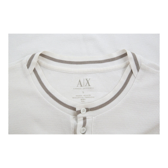 Vintage white Armani Exchange Long Sleeve T-Shirt - mens large