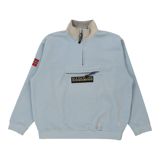 Napapijri Spellout 1/4 Zip - XL Blue Cotton