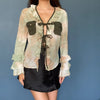 Vintage green Indian Rose Blouse - womens medium