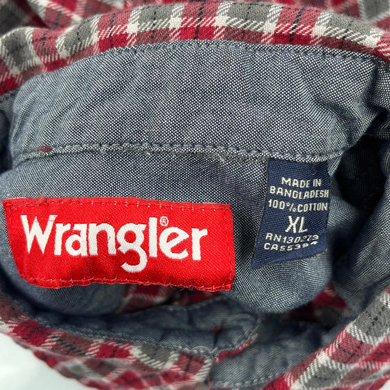 Wrangler Checked Shirt - XL Red Cotton