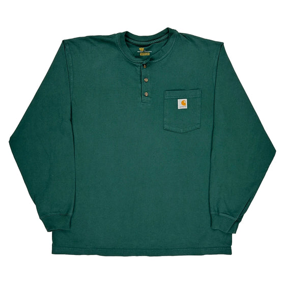 Carhartt Long Sleeve T-Shirt - Large Green Cotton