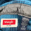 Wrangler Checked Flannel Shirt - Large Blue Polyester