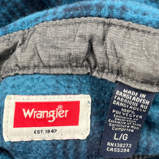 Wrangler Checked Flannel Shirt - Large Blue Polyester