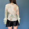 Vintage green Indian Rose Blouse - womens medium