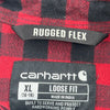 Loose Fit Rugged Flex Carhartt Checked Flannel Shirt - XL Red Cotton