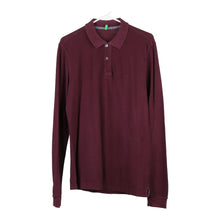  Vintage burgundy Benetton Long Sleeve Polo Shirt - mens medium