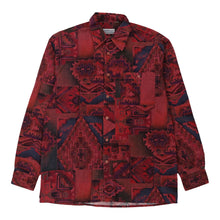  Vintage red Cord Finest Style Patterned Shirt - mens large