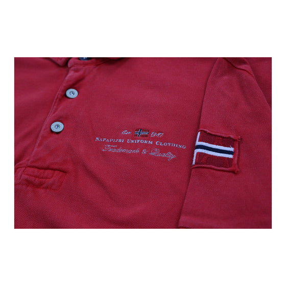 Vintage red Napapijri Polo Shirt - mens medium