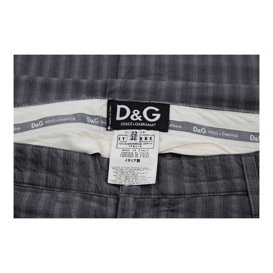 Dolce & Gabbana Striped Trousers - 36W UK 14 Grey Cotton Blend