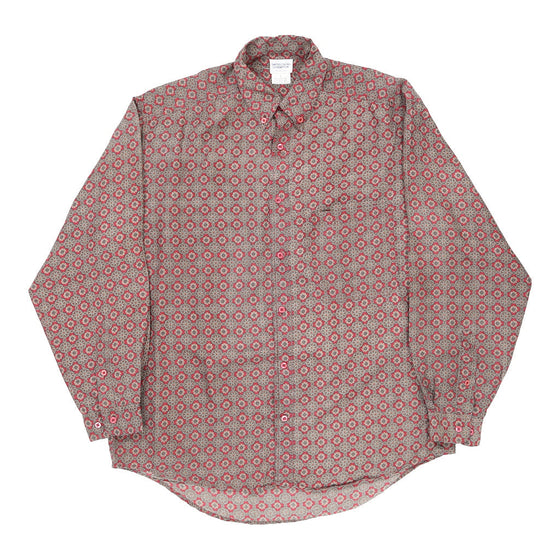 Benetton Patterned Shirt - Large Red Silk