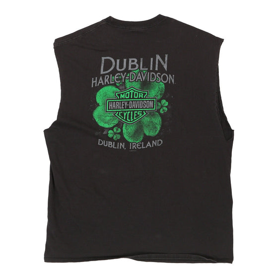 Vintage black Dublin, Ireland Harley Davidson Vest - mens xx-large