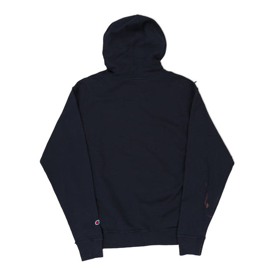 Champion Spellout Hoodie - Medium Navy Cotton Blend - Thrifted.com