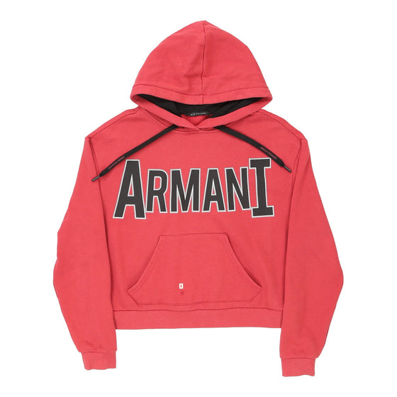 Armani Exchange Spellout Hoodie - Small Pink Cotton Blend