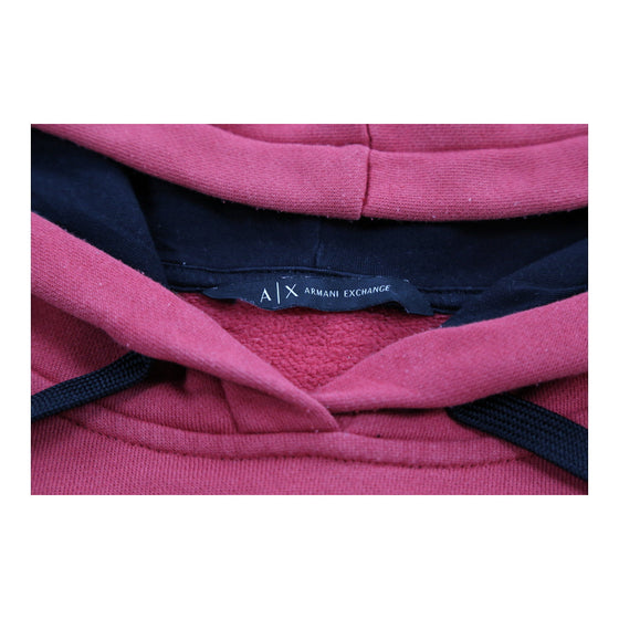 Armani Exchange Spellout Hoodie - Small Pink Cotton Blend