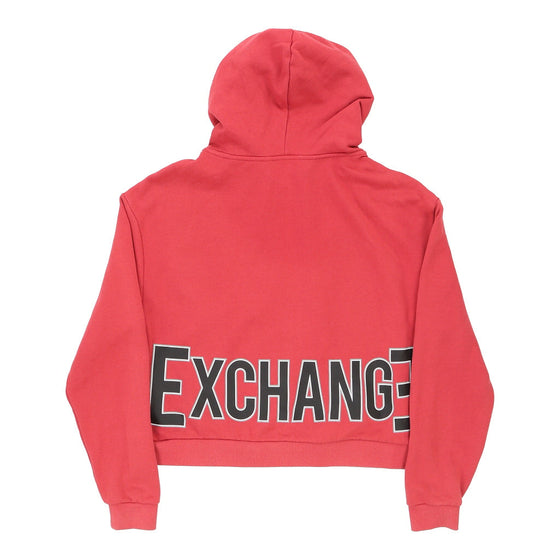 Armani Exchange Spellout Hoodie - Small Pink Cotton Blend