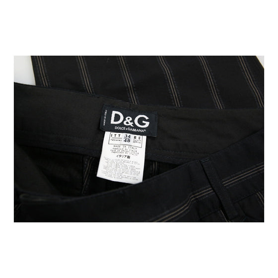 Dolce & Gabbana Pinstripe Trousers - 32W UK 12 Black Cotton