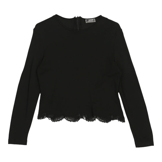 Gianni Versace Lace Mesh Top - Medium Black Polyester