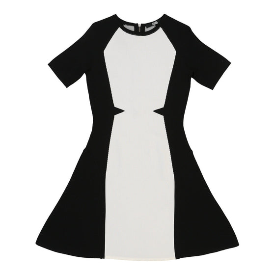 Karl Lagerfeld Midi A-Line Dress - Small Black & White Viscose Blend