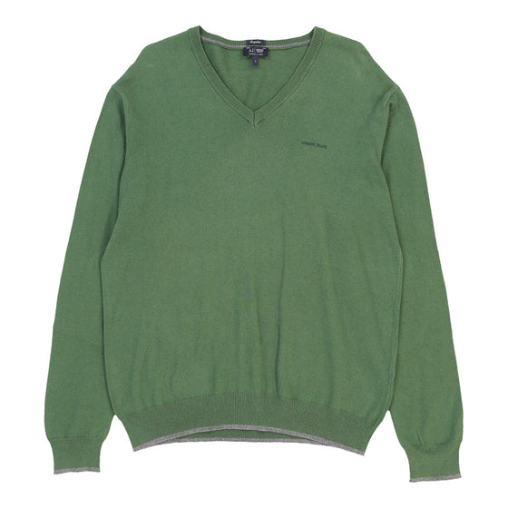 Vintage green Armani Jeans Jumper - mens large