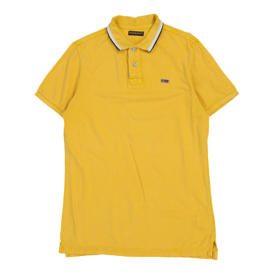 Vintage yellow Napapijri Polo Shirt - mens large