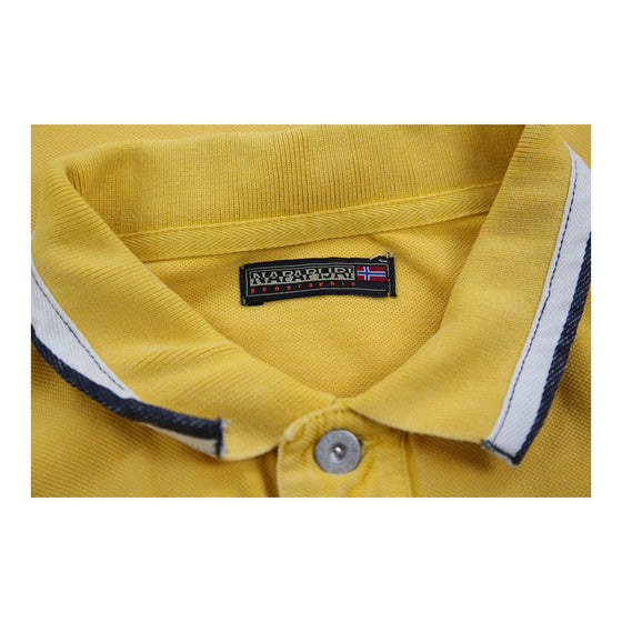 Vintage yellow Napapijri Polo Shirt - mens large