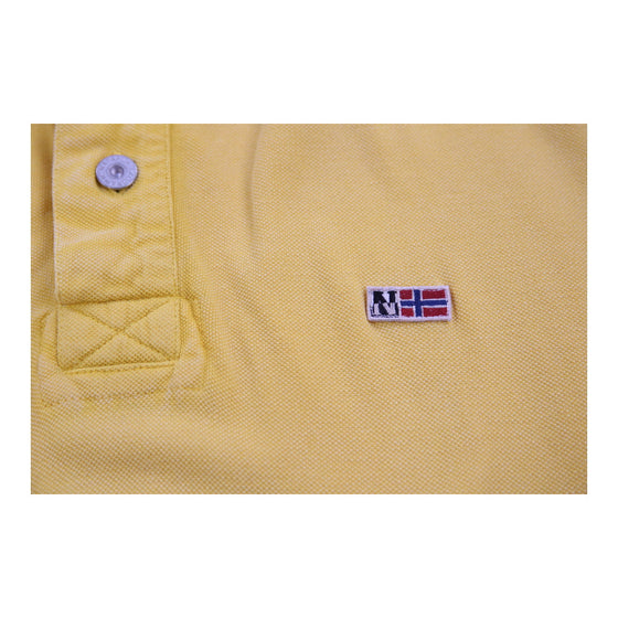 Vintage yellow Napapijri Polo Shirt - mens large