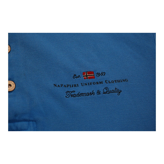 Vintage blue Napapijri Polo Shirt - mens large