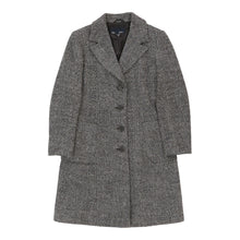  Les Copains Trench Coat - Large Grey Wool Blend