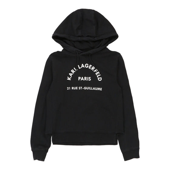 Karl Lagerfeld Spellout Hoodie - Small Black Cotton