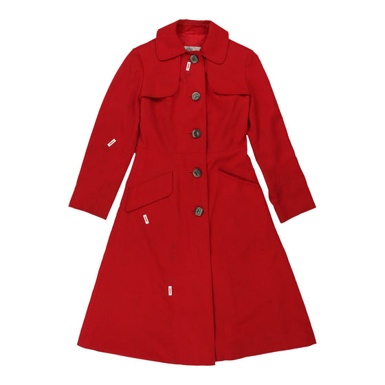 Aquascutum Trench Coat - Small Red Cotton Blend