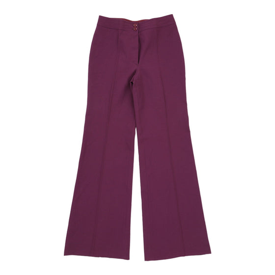 Les Copains Flared Trousers - 28W UK 8 Purple Cotton