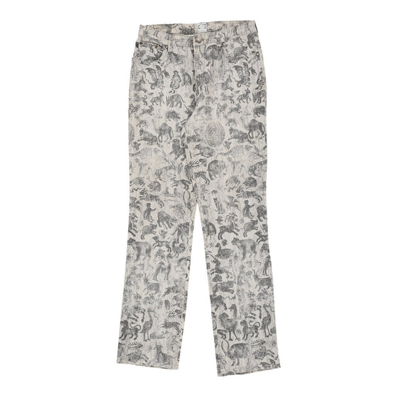 Cavalli Jeans Animal Print Trousers - 29W UK 10 Grey Cotton