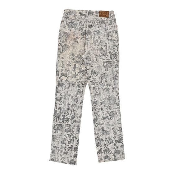 Cavalli Jeans Animal Print Trousers - 29W UK 10 Grey Cotton