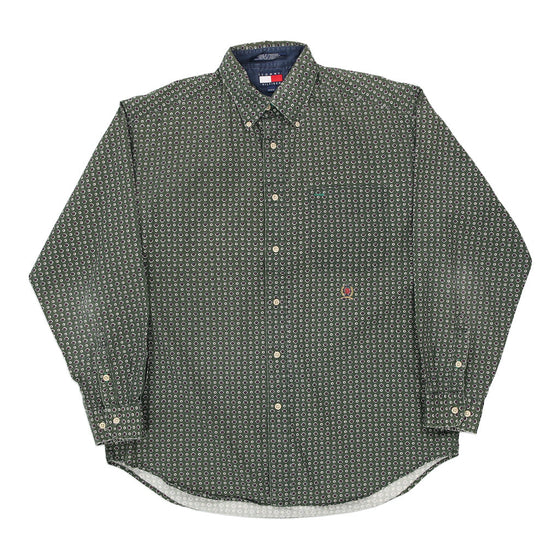 Vintage green Tommy Hilfiger Patterned Shirt - mens medium