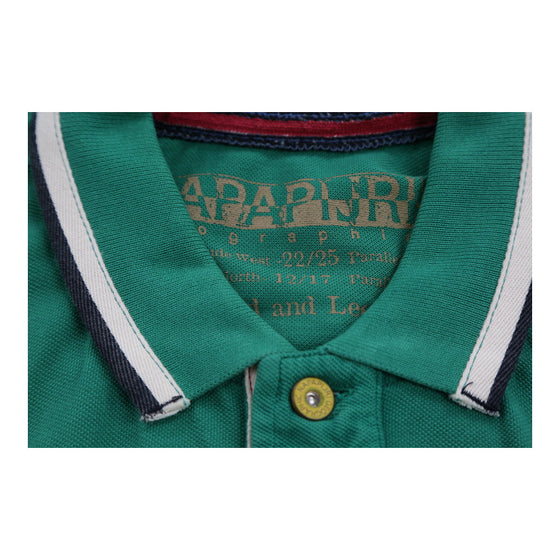 Vintage green Napapijri Polo Shirt - mens medium