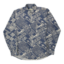  Vintage blue Knitter Patterned Shirt - mens x-large