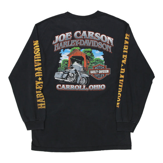 Vintage black Carroll, Ohio Harley Davidson Long Sleeve T-Shirt - mens large