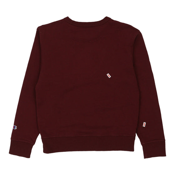 Champion Sweatshirt Small Burgundy Cotton Blend