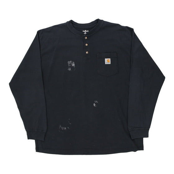 Pre-Loved navy Carhartt Long Sleeve T-Shirt - mens x-large