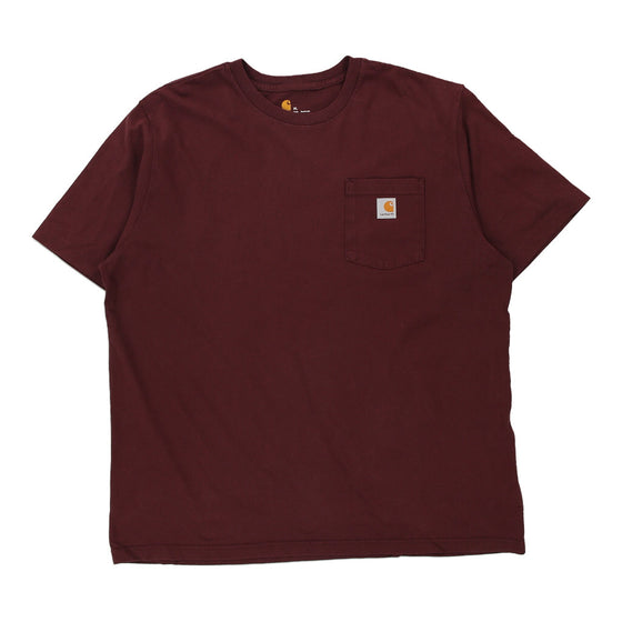 Pre-Loved burgundy Carhartt T-Shirt - mens x-large