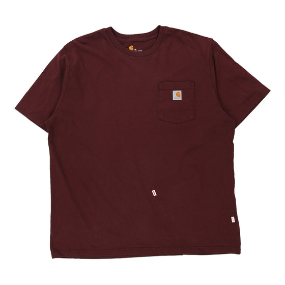 Pre-Loved burgundy Carhartt T-Shirt - mens x-large